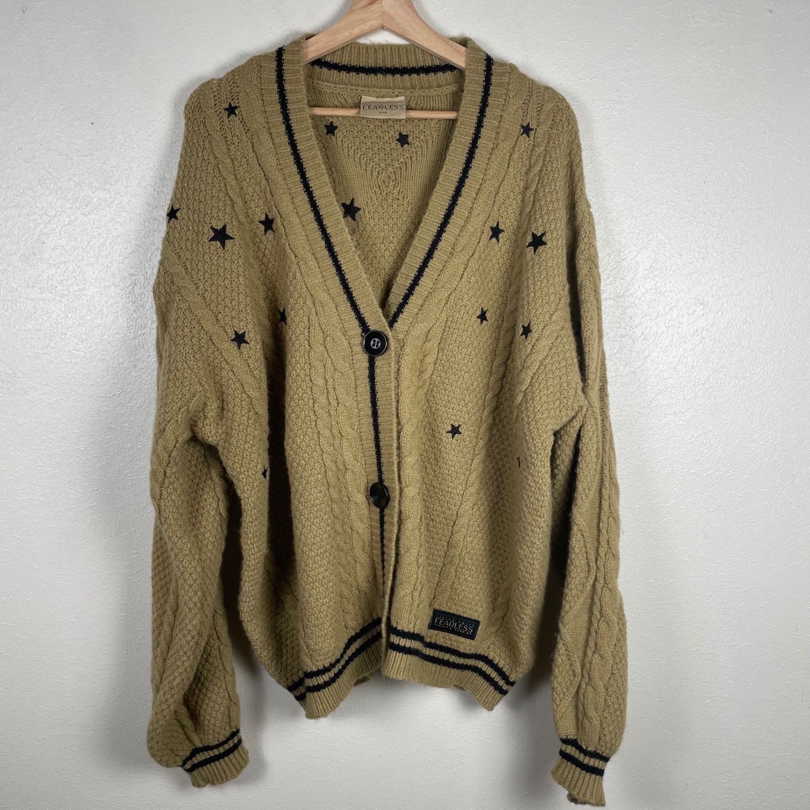 Taylor Swift Fearless Taylors Version Cardigan Tan Gold Star Knit Xl/2xl
